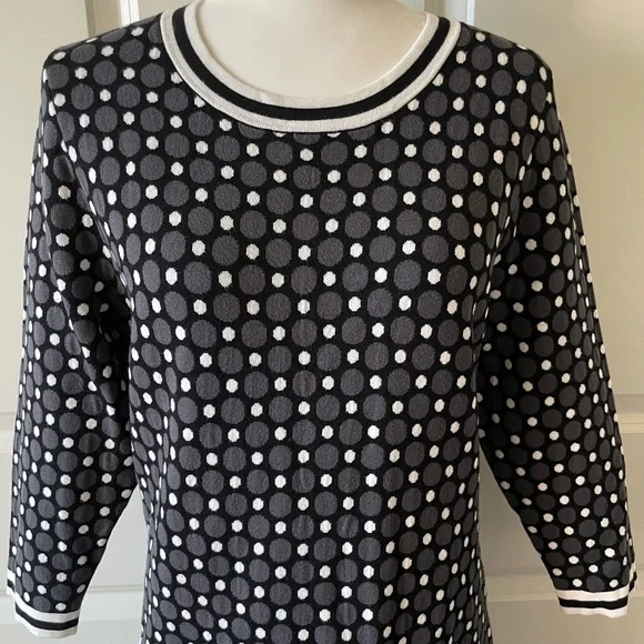 Boden Polka Dot Black and Gray Sweater Dress Size 16 - Picture 4 of 16